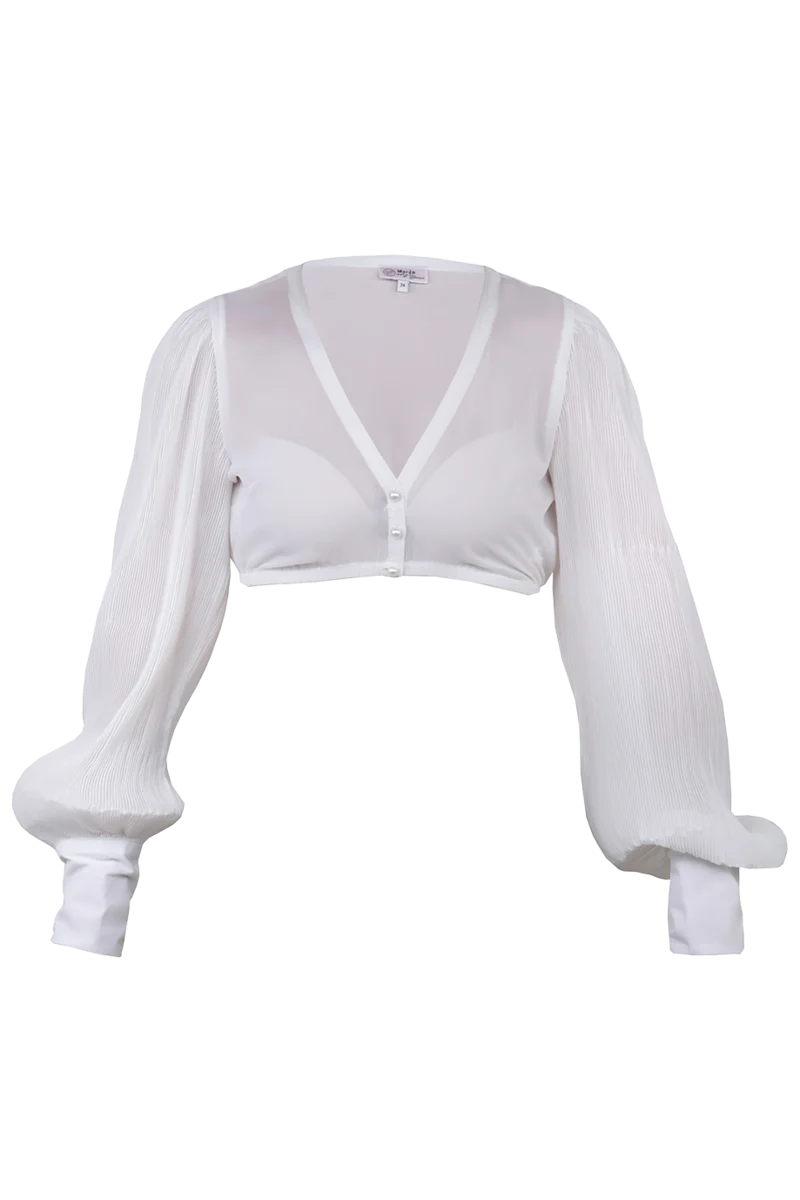 Dirndlbluse mit langen Plissee-Ärmel
