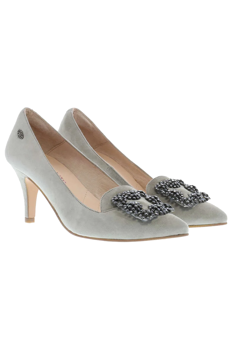 Trachten-Pumps mit Glitzerstein-Applikation