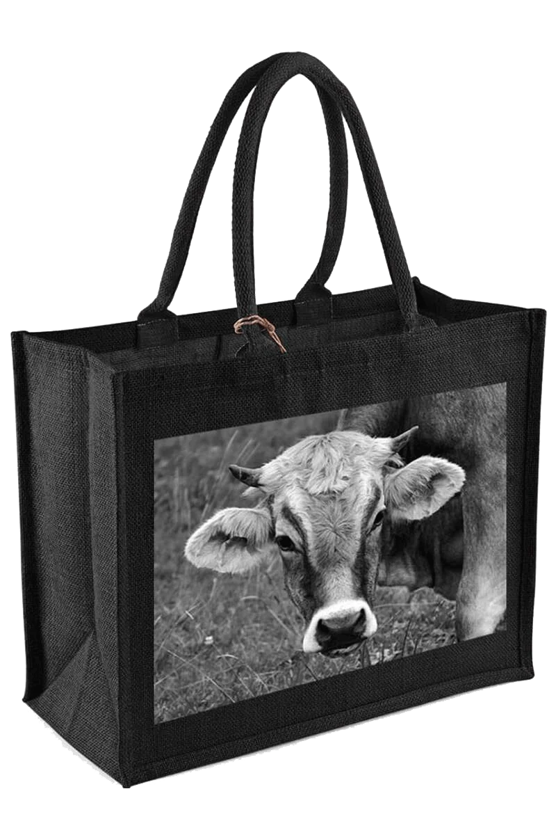 Trachtentasche Jute Vintage Motiv Kuh