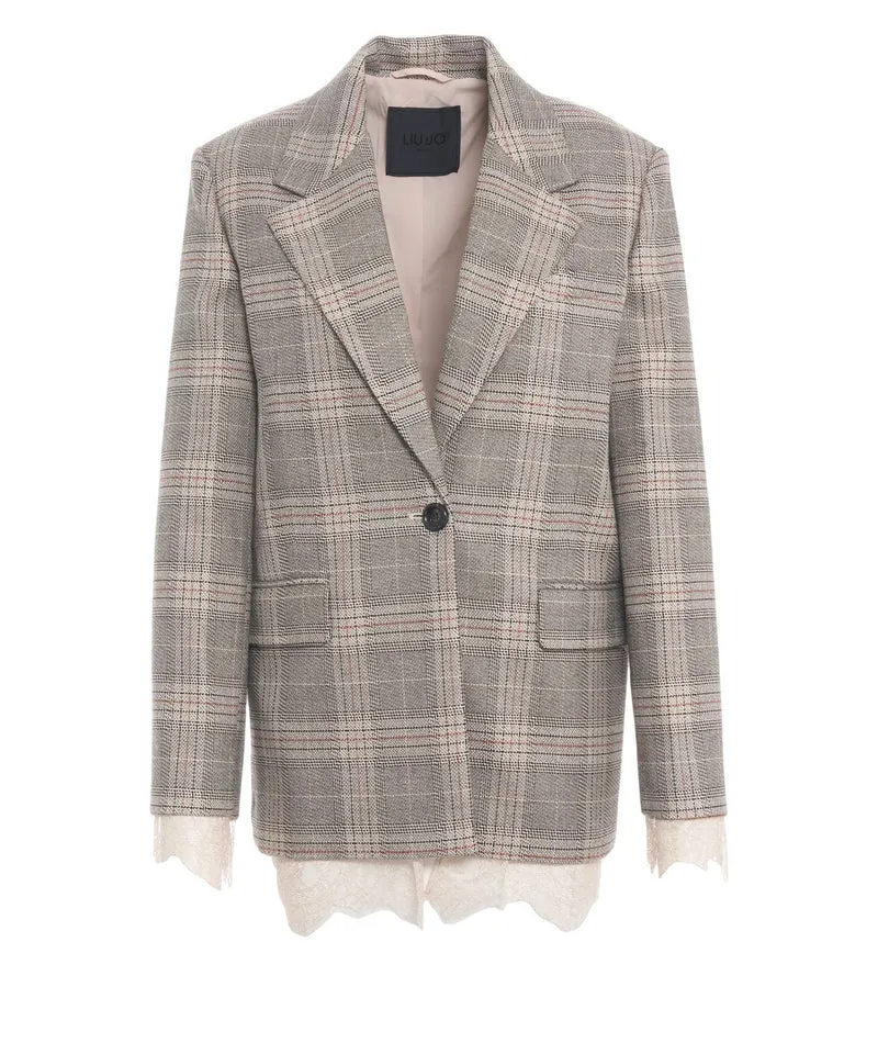 Blazer con dettagli in pizzo
