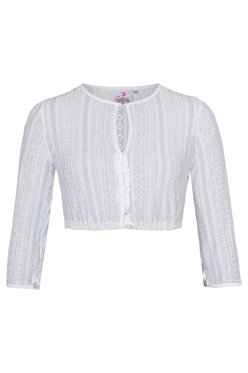 Hochgeschlossene Dirndlbluse mit 3/4-Ärmeln