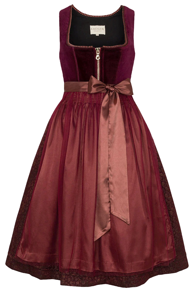 Midi Samt-Dirndl - bordeaux
