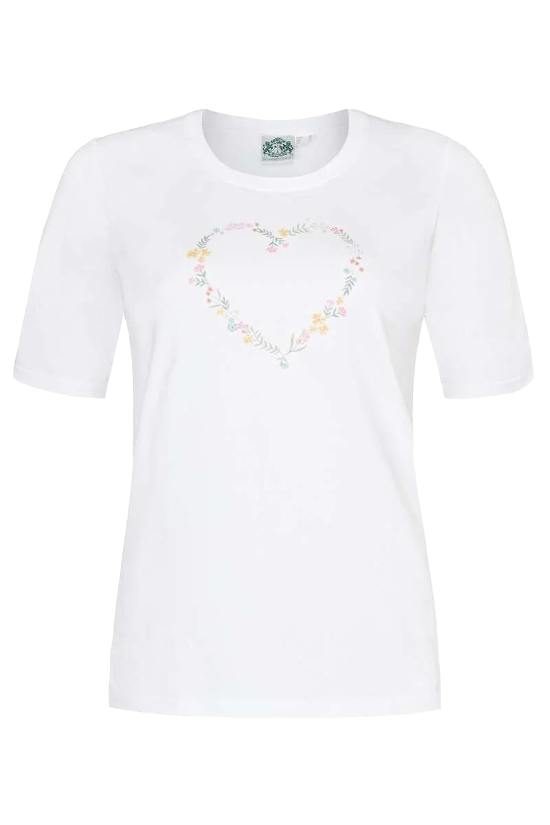 Damen T-Shirt Herz Blumenkranz