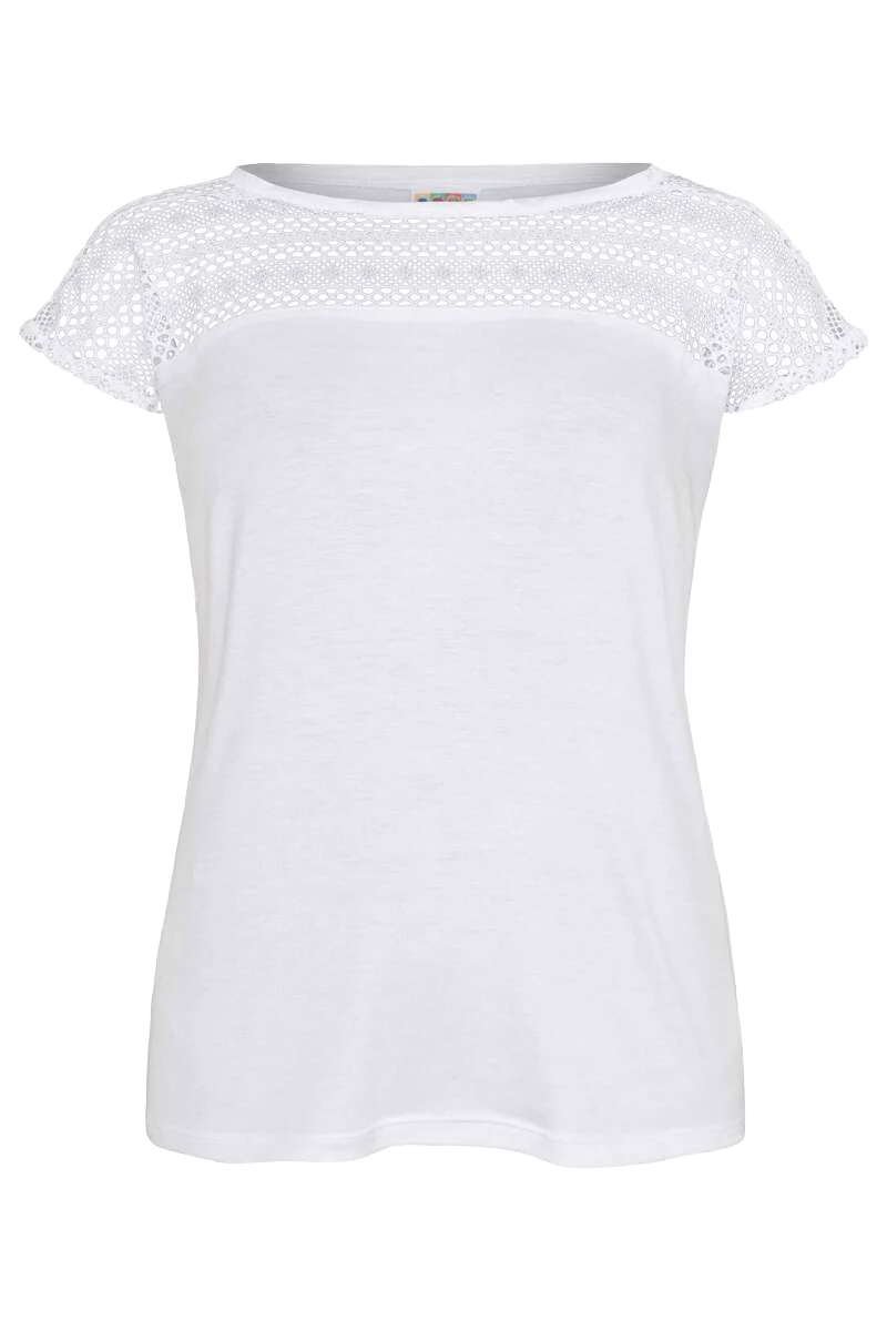 Trachtenshirt mit Spitze - weiß