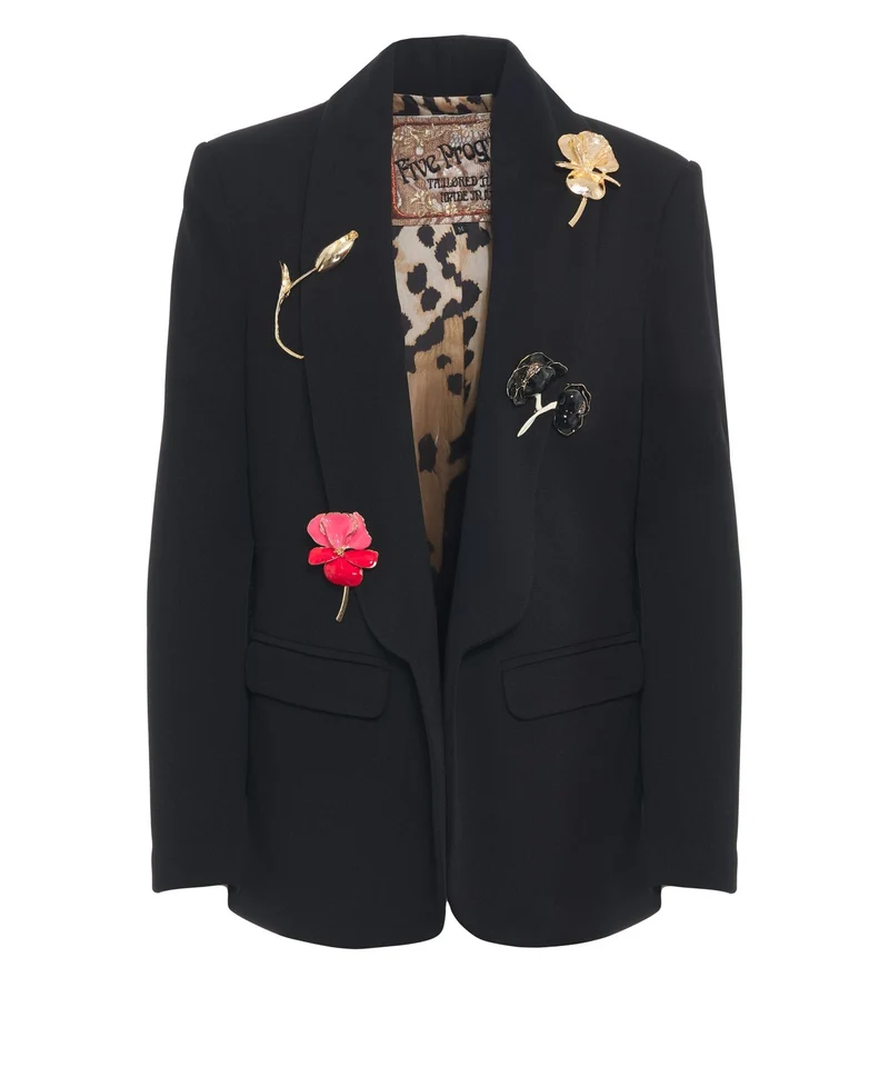 Blazer con applicazioni floreali