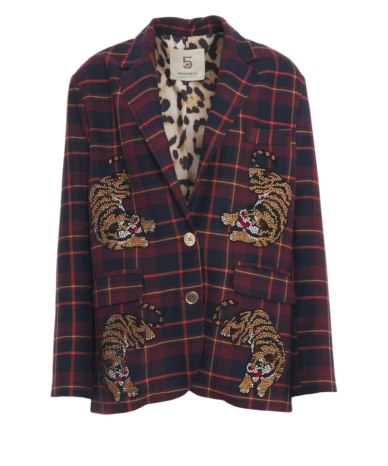 Blazer monopetto con applicazioni di strass
