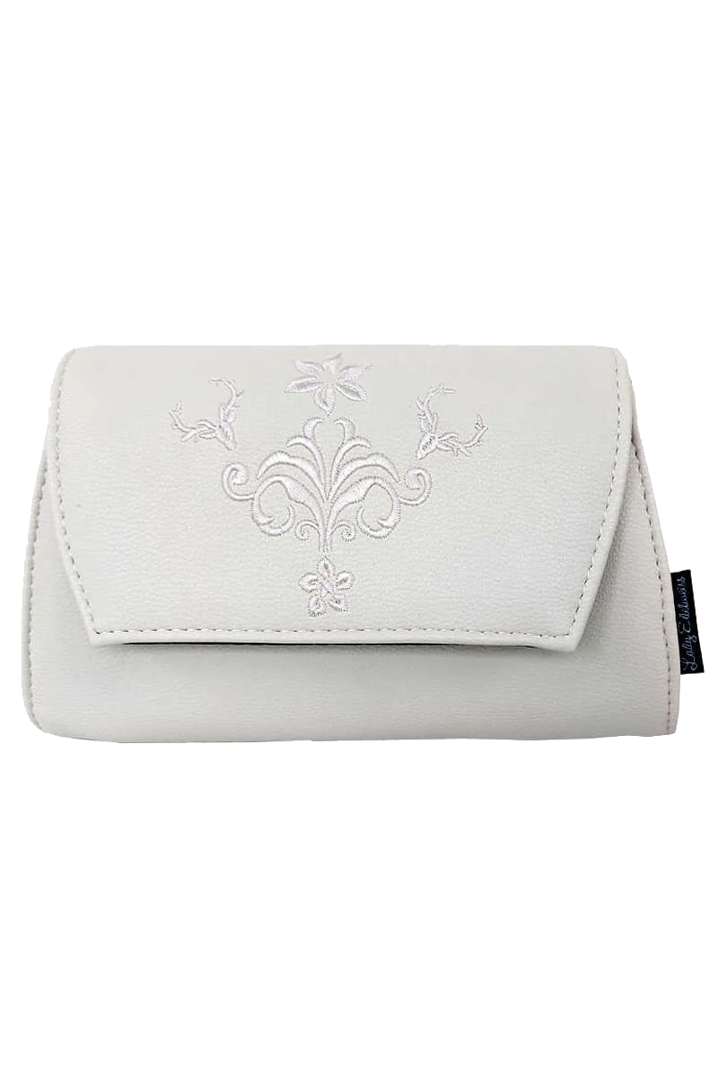 Damen Handtasche Glattleder-Optik Stickerei