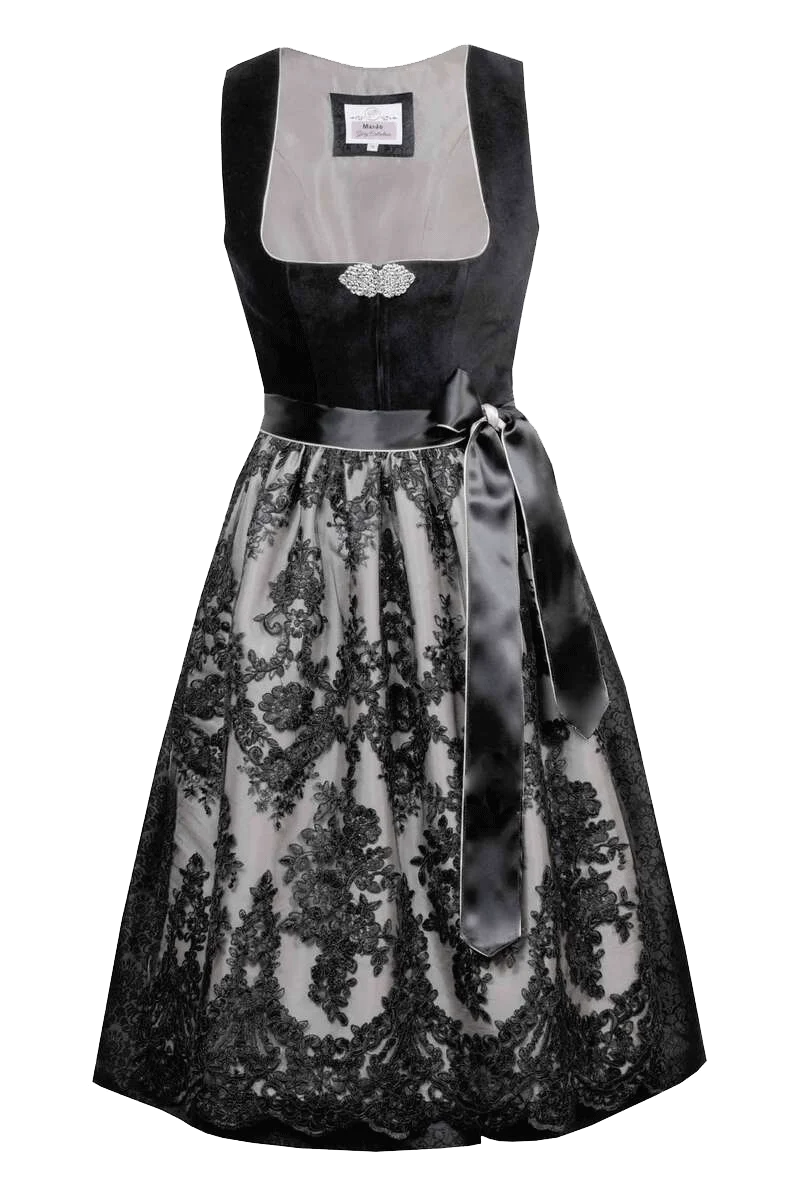 Midi-Samtdirndl Paillettenschürze
