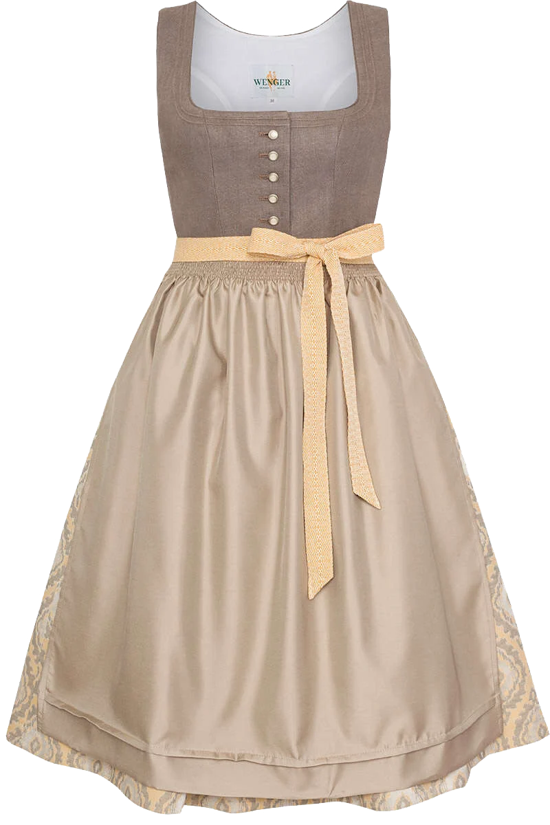 Midi-Dirndl mit Leinenoberteil