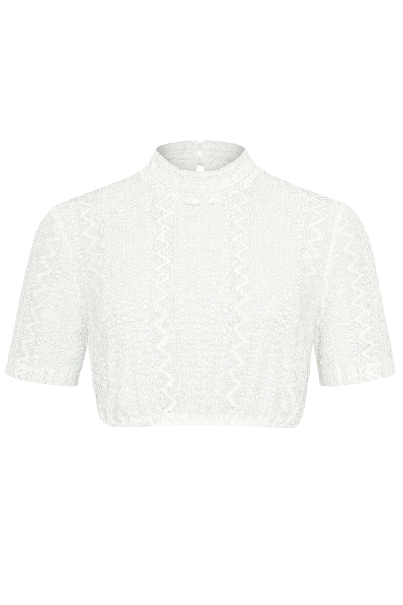 Spitzen-Dirndlbluse mit Stehkragen