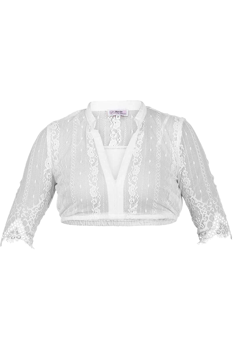 Dirndl-Bluse mit Stehkragen aus Spitze transparent