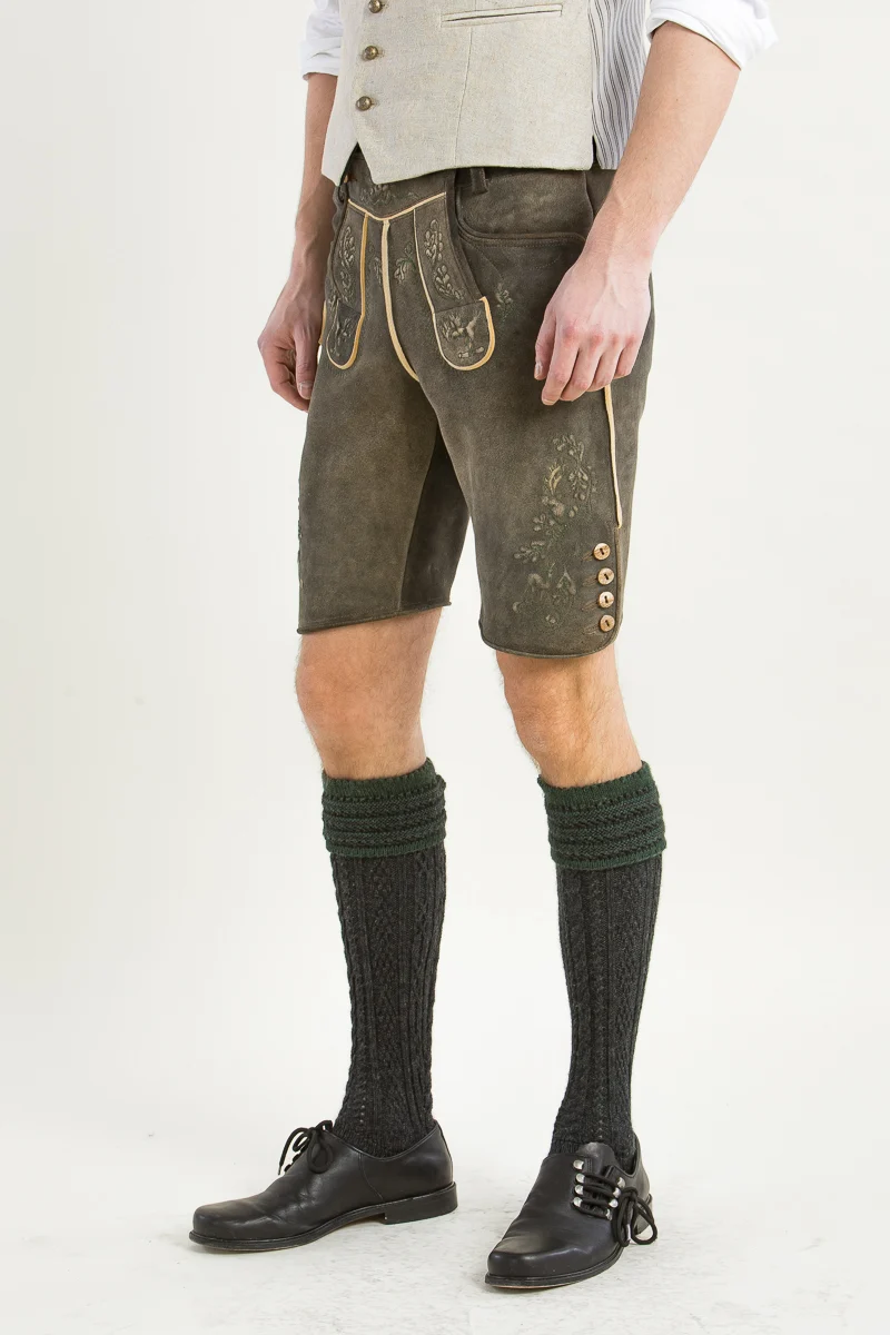 Kurze Meindl Hirschlederhose Hocharn altschwarz