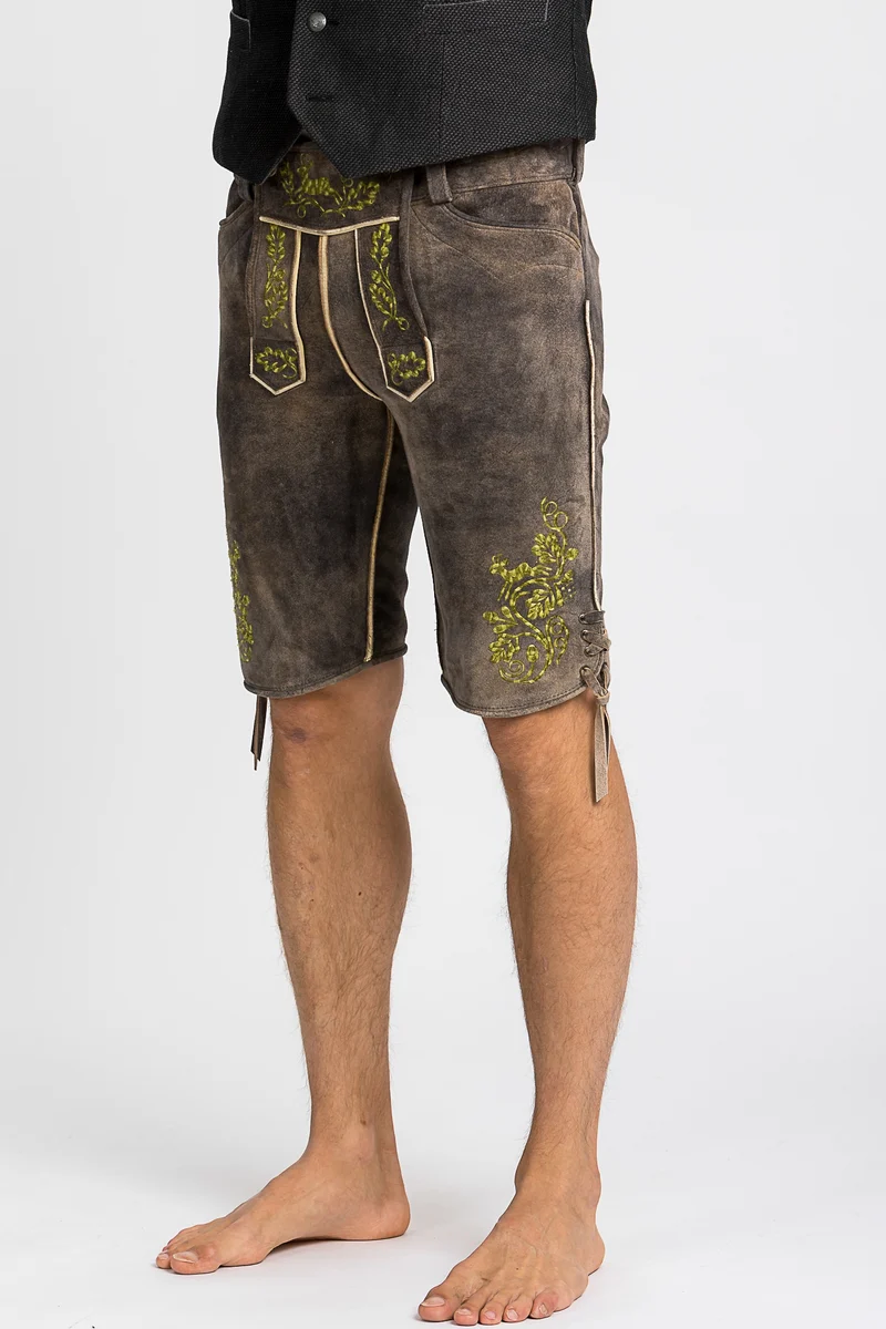 Kurze Beckert Lederhose Chieming Wildbock grau