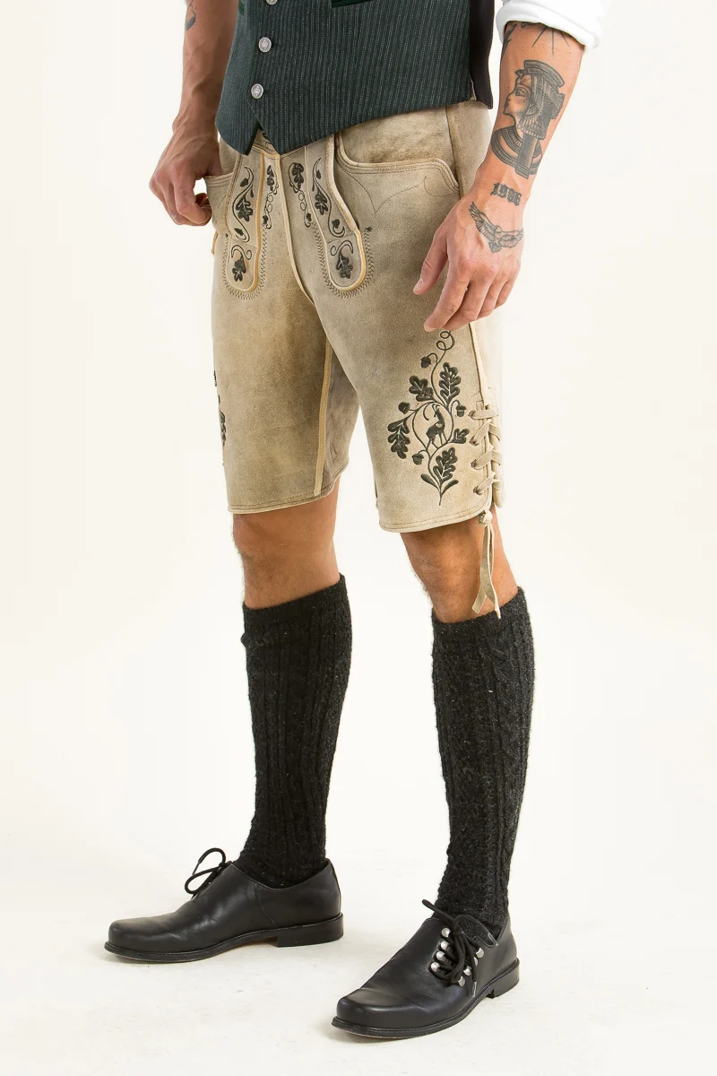 Kurze Meindl Hirschlederhose Herzog Max altschwarz