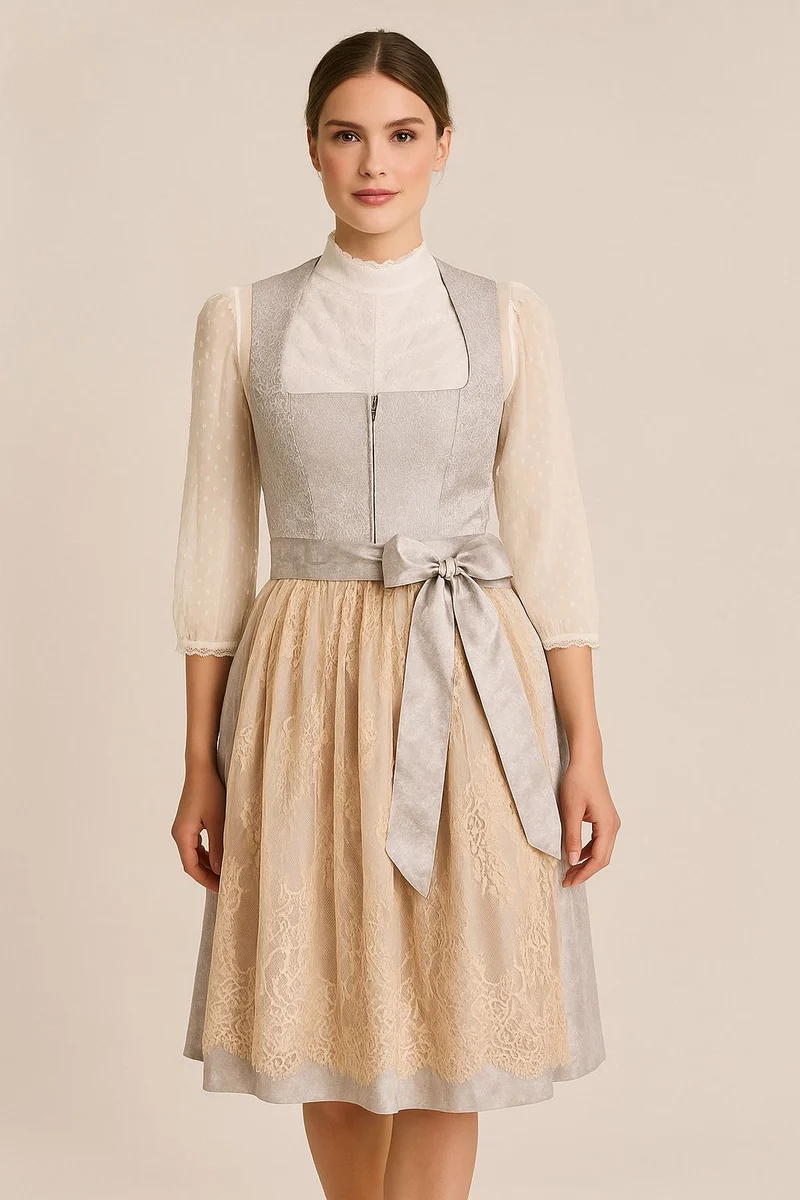 Dirndl Goldstich weiß/nude 75cm
