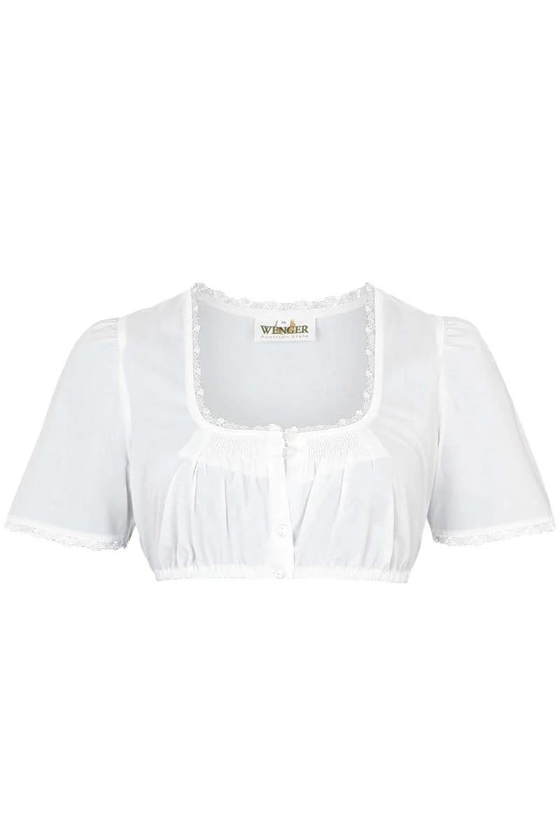 Dirndlbluse kurzarm mit Spitzenbesatz