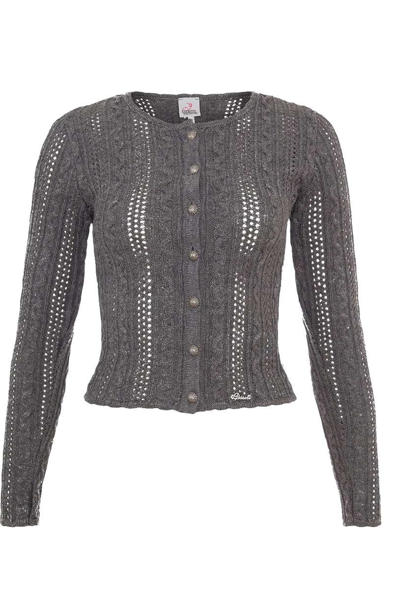 Dirndlstrickjacke mit Zopf- und Lochmuster